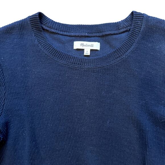 Madewell Texture & Thread Ribbed Knit Top w/ Front Knot Black Size Small - Picture 3 of 4